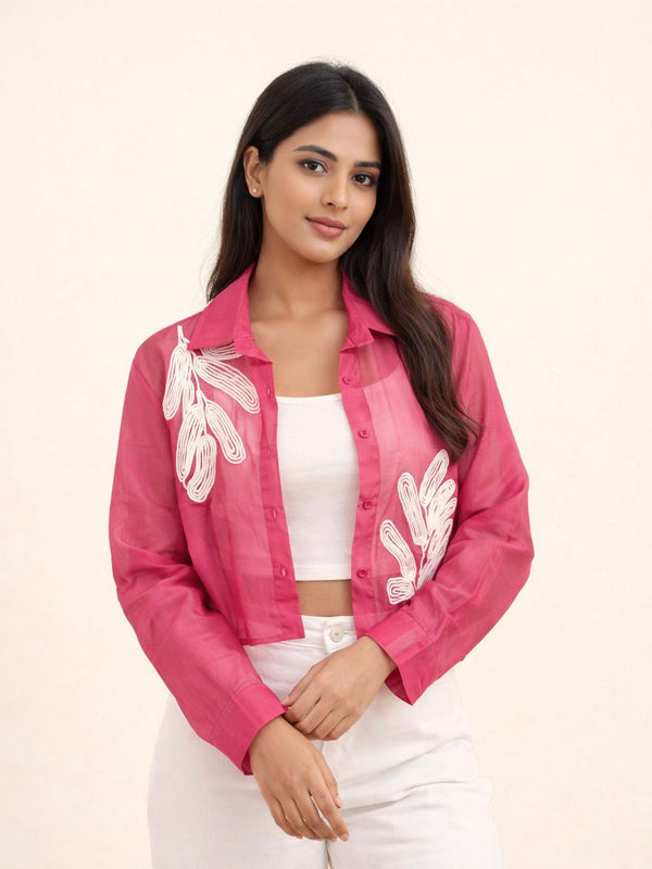 Fuchsia Garden Embroidered Shirt