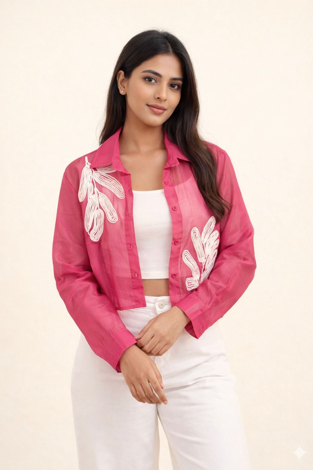 Fuchsia Garden Embroidered Shirt