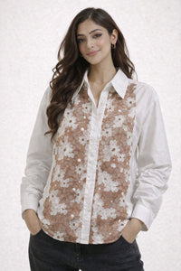 Ivory Bloom Panel Shirt