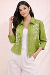 Green garden embroidered shirt