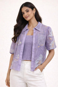 Lav garden embroidered shirt