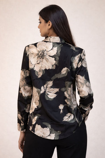 Floral satin shirt