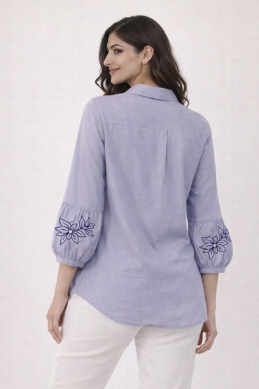 Lavender Garden Embroidered Shirt