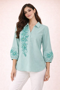 Mint Garden Embroidered Shirt